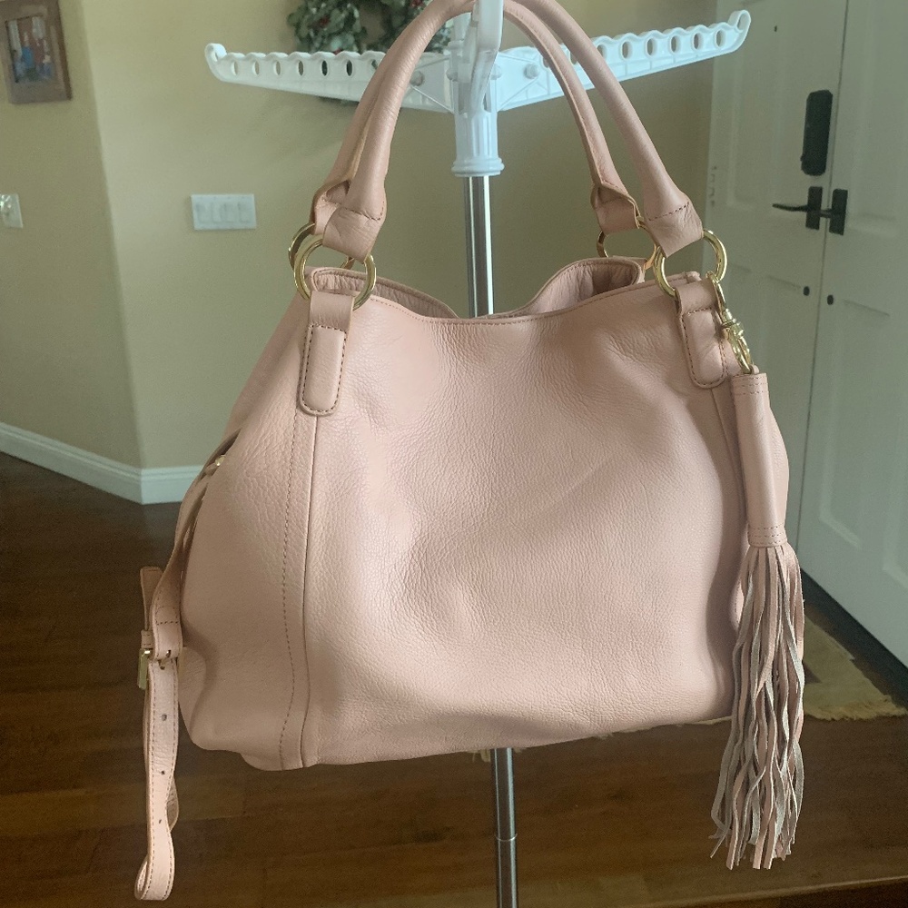 NWOT GILI Blush Pink Large Italian Pebble Leather Shoulder/Tote Bag